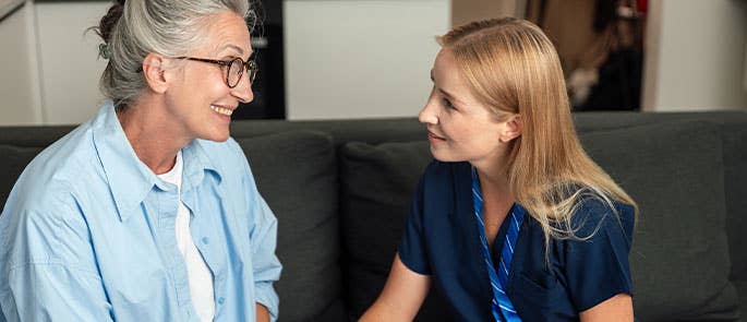 mental health support worker supporting elderly patient