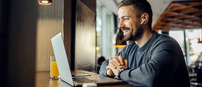 Employee on a video call with work