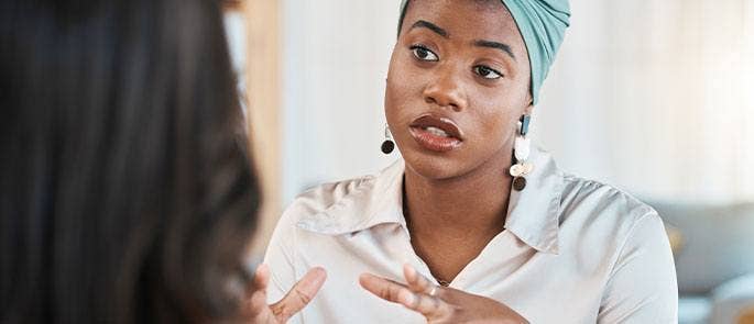 Employee speaking to manager