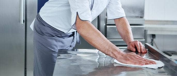 Cleaning in a commercial kitchen