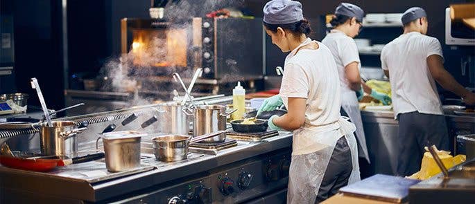 Cooking in the kitchen