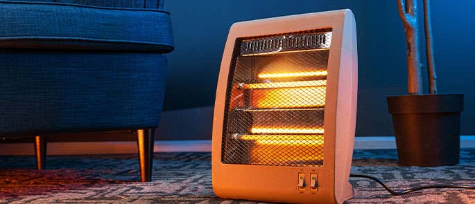 portable heater in living room