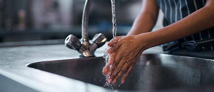 Chef washing hands