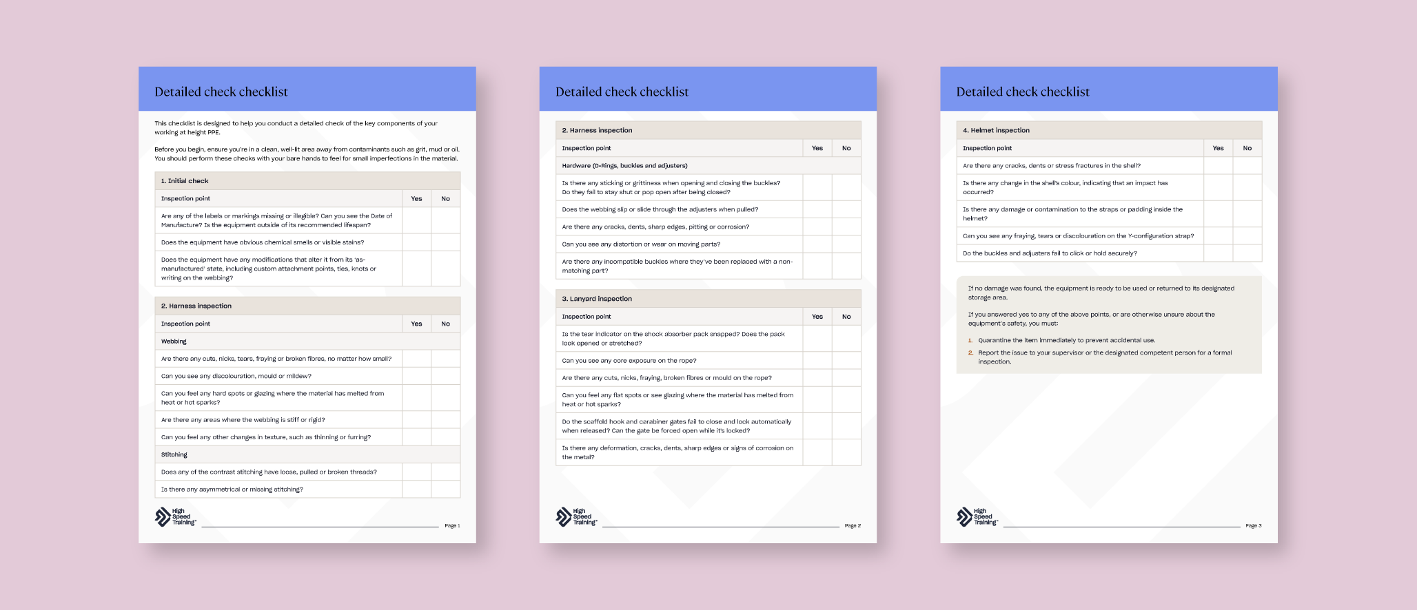 Safety harness inspection checklist PDF