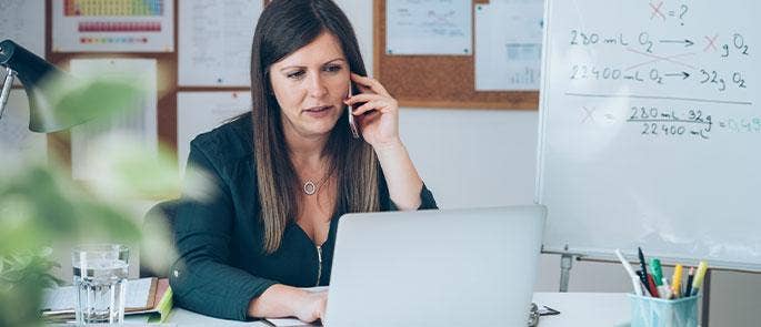 Teacher speaking on the phone