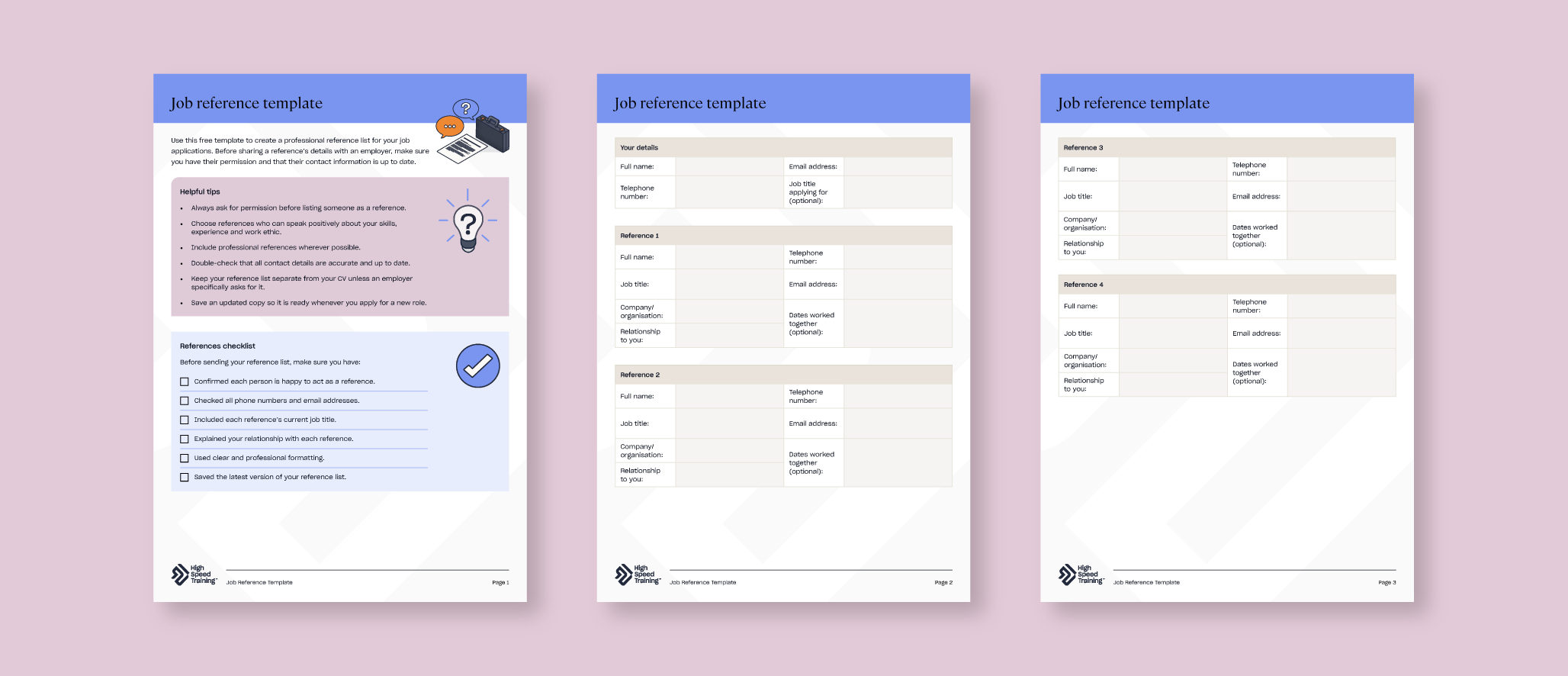preview of job reference template