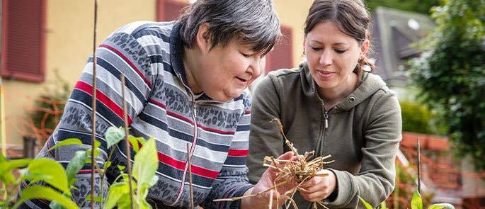 Carer helping an individual