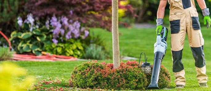 Landscaper working on a garden
