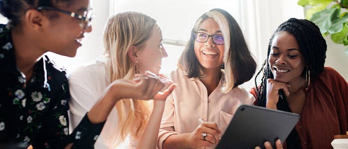 group of women in the workplace