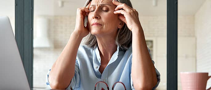 woman in distress at work