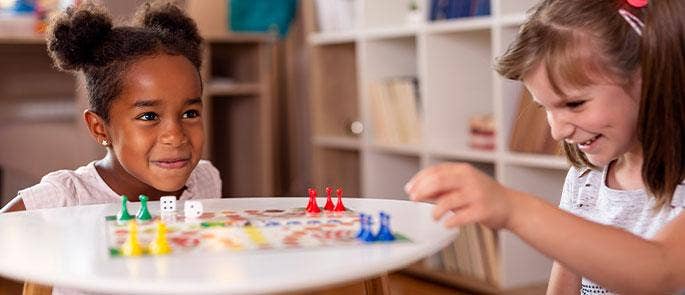 Children playing board games