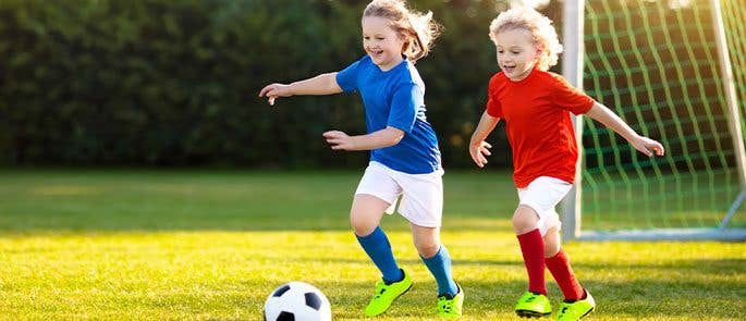 Children playing football