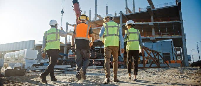 A group of construction workers on site