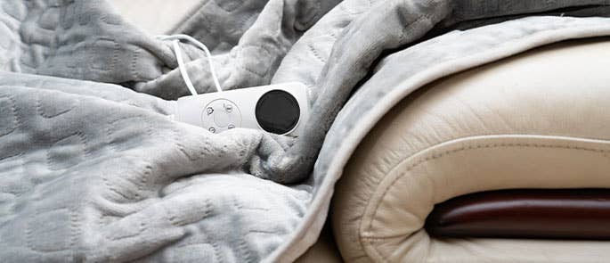 electric blanket turned off on sofa