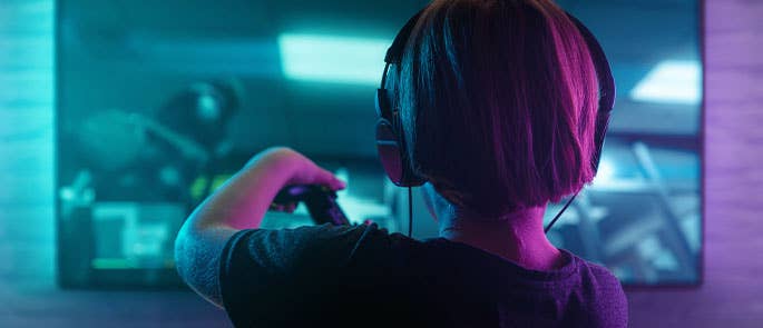 child playing a console game