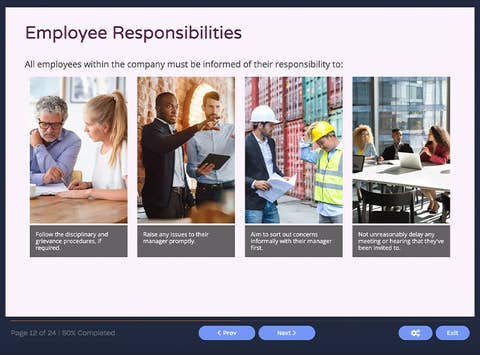 Course screenshot employee responsibilities