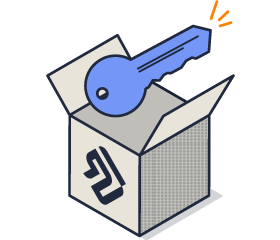 Illustrated image of a key and an open box