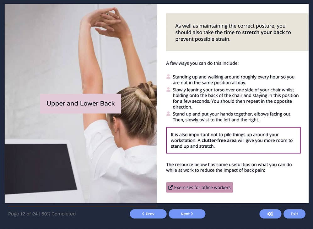 Screenshot 03 - Online DSE Training (Display Screen Equipment) Course