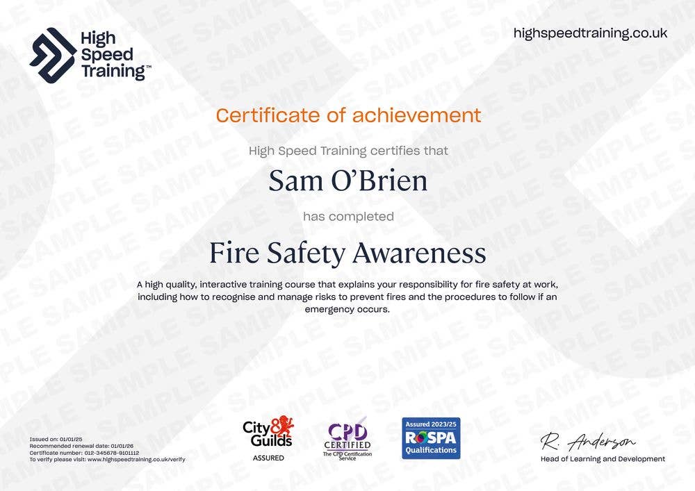 Sample Fire Safety Awareness Training