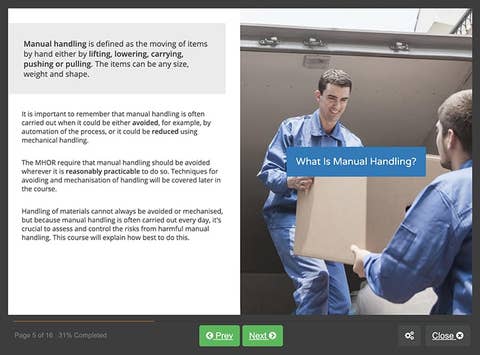 Screenshot 01 - Online Manual Handling Training