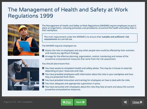 Screenshot 01 - Online Managing Safety Training