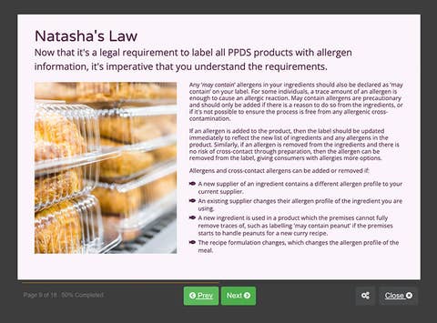 Course screenshot showing Natasha's law
