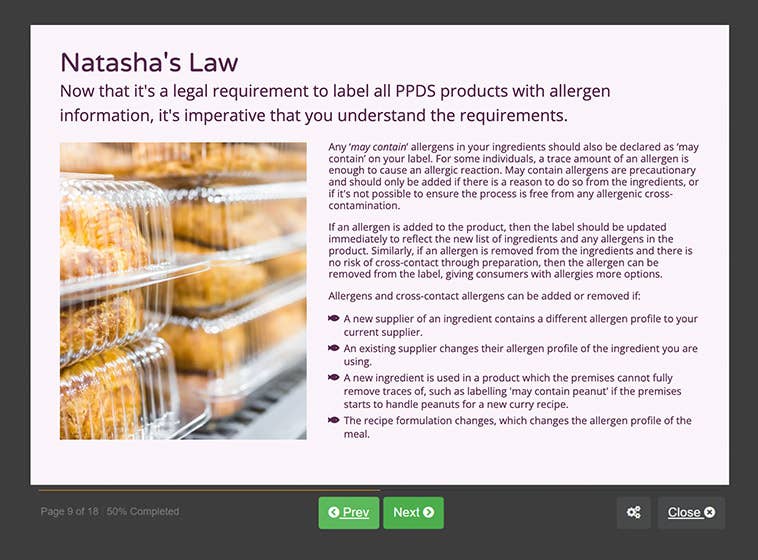 Course screenshot showing Natasha's law