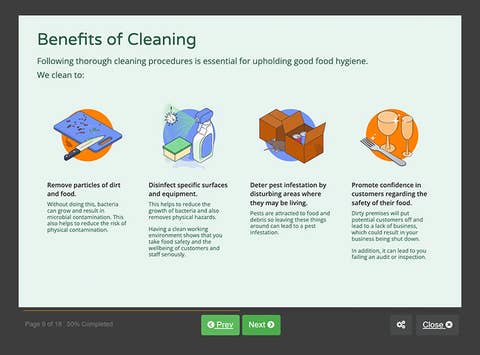 Course screenshot showing benefits of cleaning