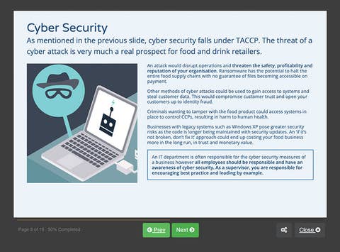 Course screenshot showing cyber security