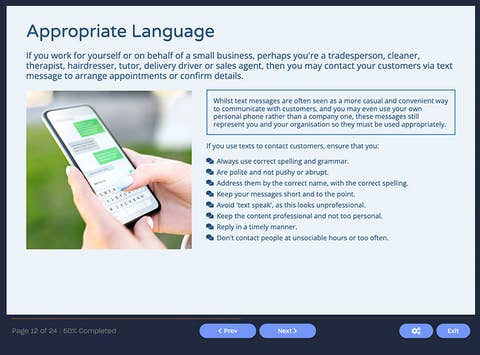 Customer screenshot showing importance of appropriate language