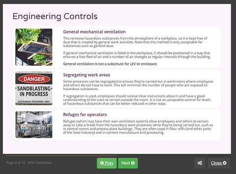 Course screenshot for engineering controls