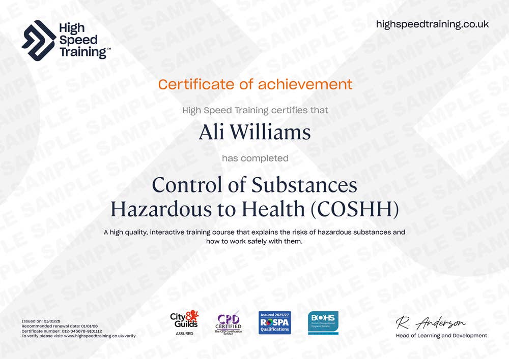 Sample Control of Substances Hazardous to Health (COSHH)