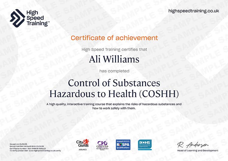 Sample Control of Substances Hazardous to Health (COSHH)