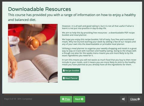 Course screenshot showing downloadable resources