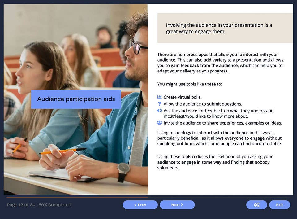 Screenshot 01 - Online Presentation Skills Training