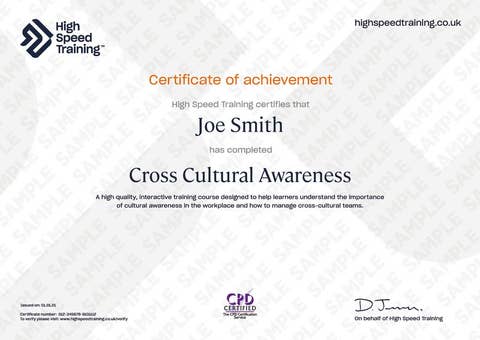 Cross-Cultural Awareness - Example Certificate