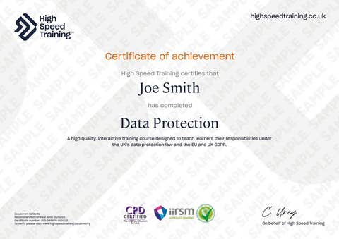 Sample Data Protection Certificate