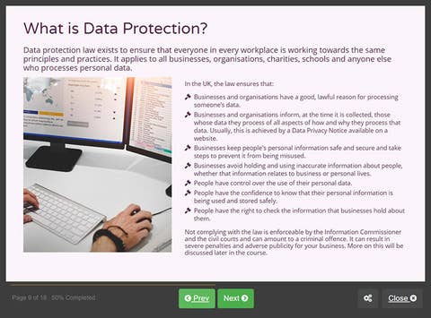 Course screenshot showing what is data protection?