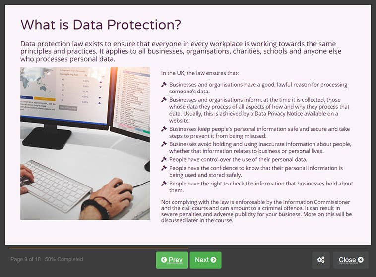 Course screenshot showing what is data protection?