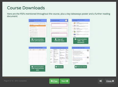 Course screenshot showing the course downloads