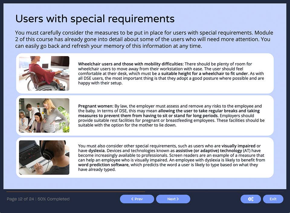 Screenshot 03 - Online Display Screen Equipment (DSE) Assessor Training Course