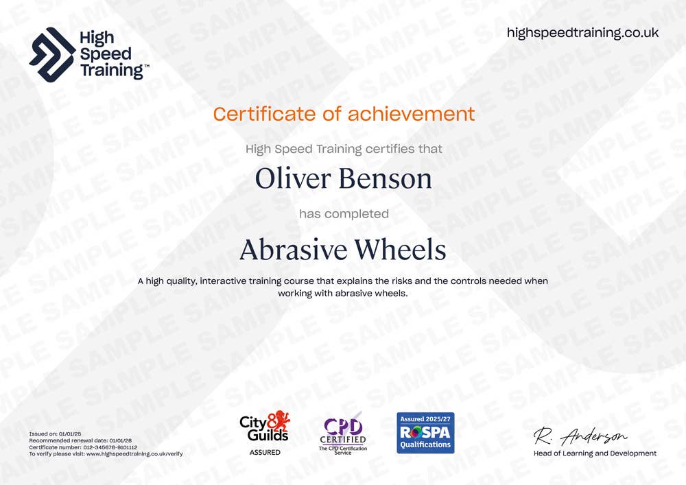 Sample Abrasive Wheels certificate