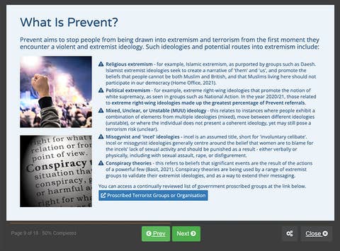 Course screenshot showing what is prevent