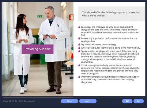 Course screenshot showing how to provide support
