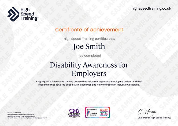 Sample Disability Awareness for Employers Course