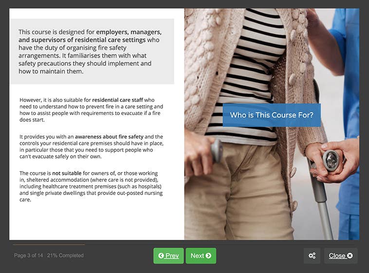 Fire Safety For Care Homes Online Training Course