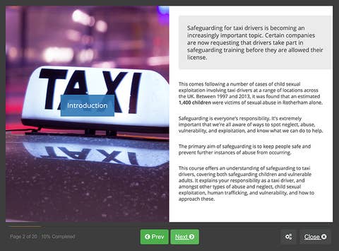 Screenshot 01 - Safeguarding For Taxi Drivers