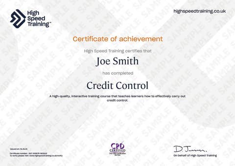Credit Control - Example Certificate