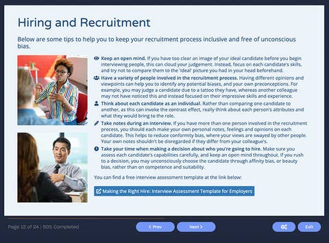 Course screenshot showing hiring and recruitment