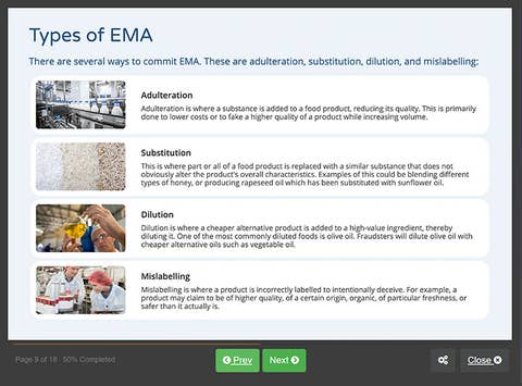 Course screenshot showing types of EMA